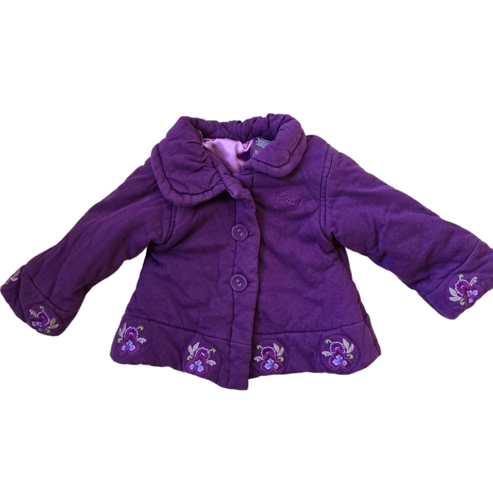 Guess purple floral embroidered fall/autumn, winter coat